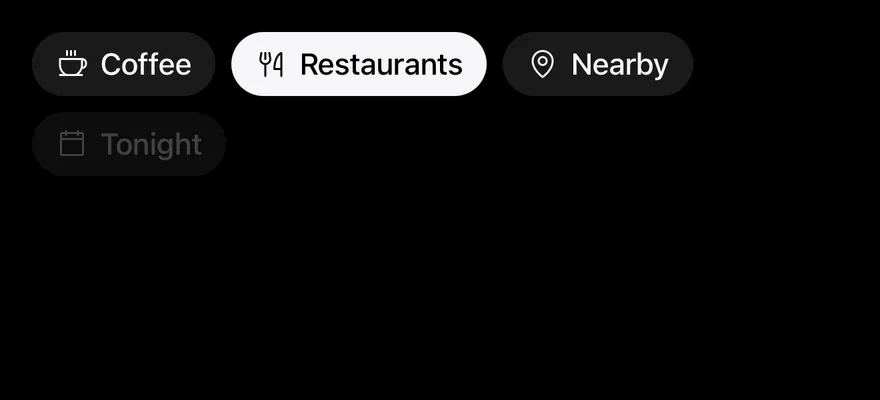 Chip (with icon) on iOS in dark mode