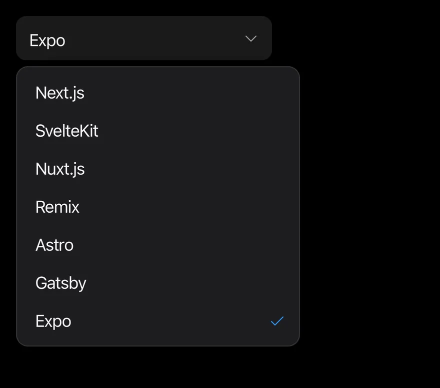 Combobox (open by default) on iOS in dark mode
