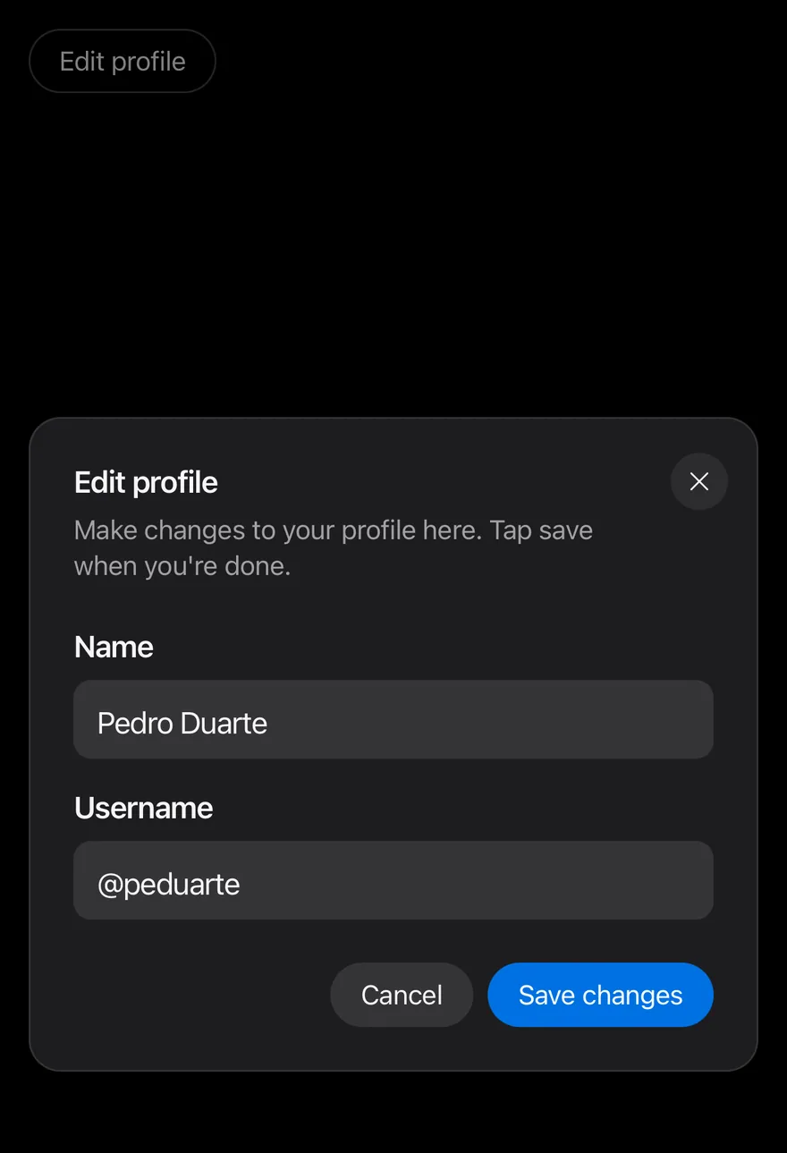 Dialog (open by default) on iOS in dark mode