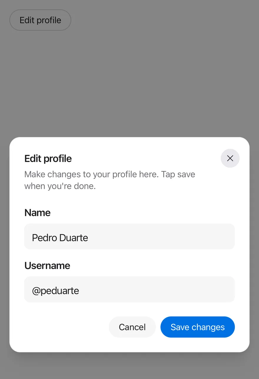 Dialog (open by default) on iOS in light mode