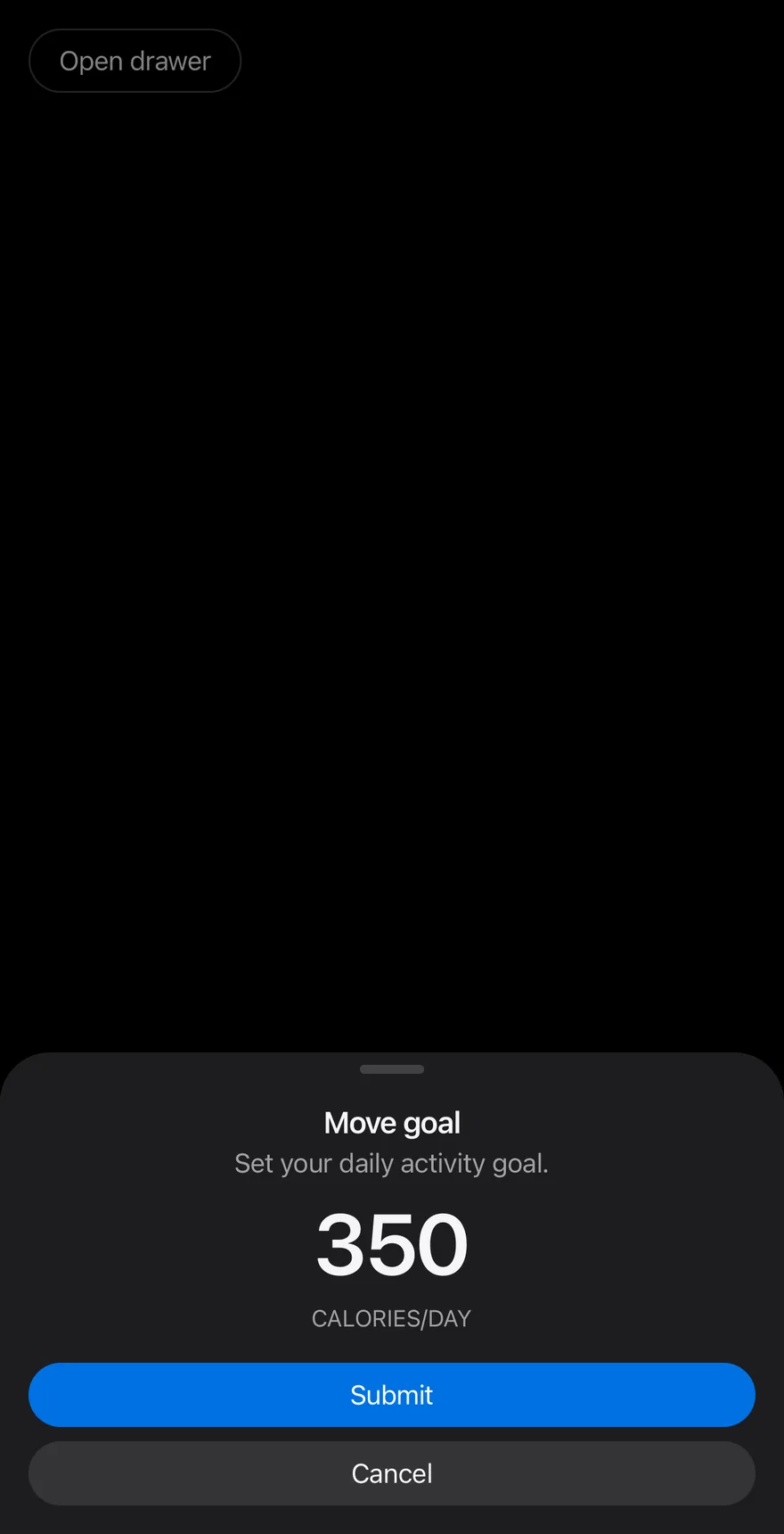 Drawer (open by default) on iOS in dark mode