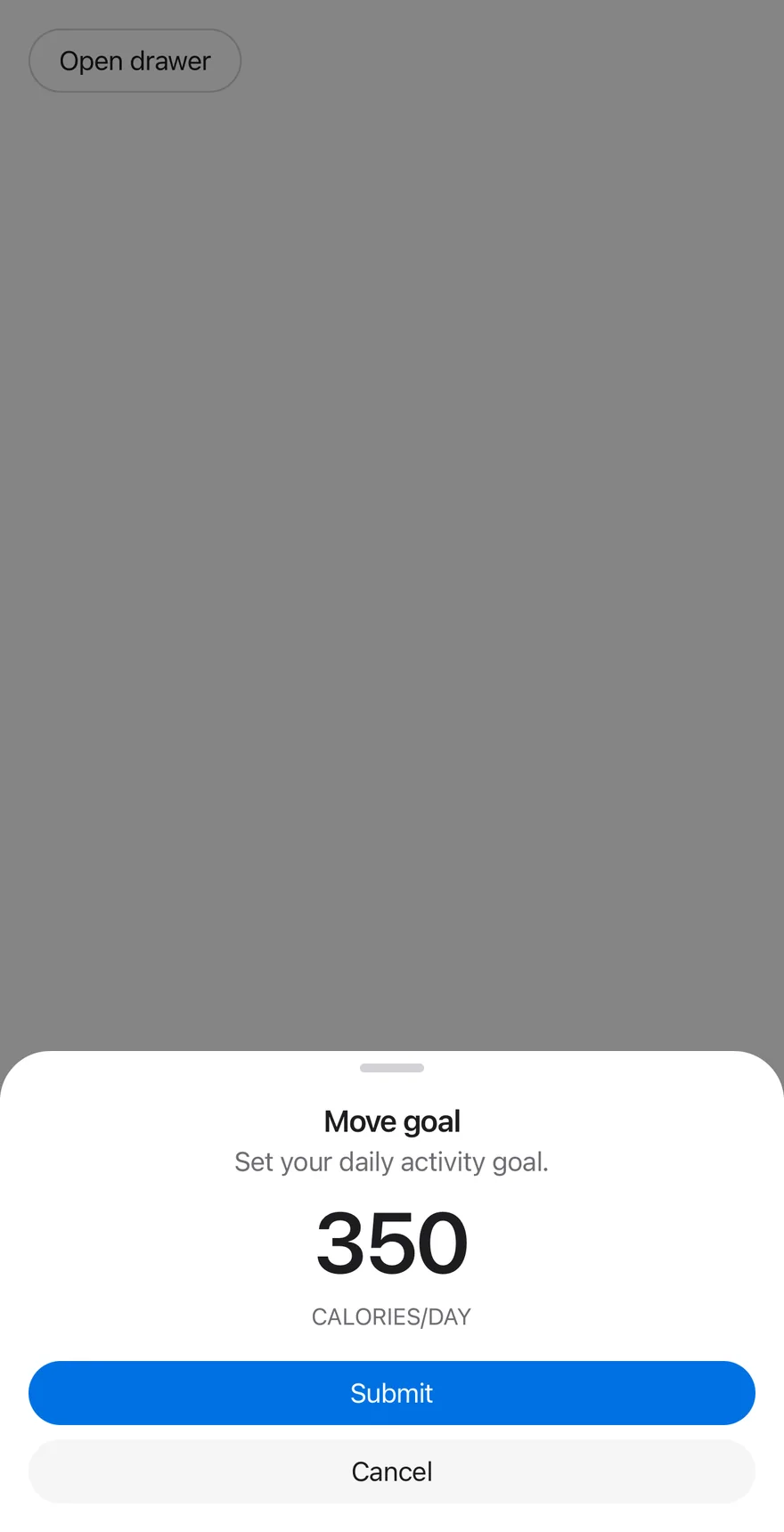 Drawer (open by default) on iOS in light mode