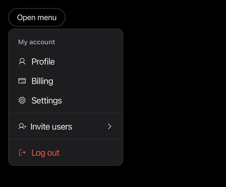 Dropdown Menu (open by default) on iOS in dark mode