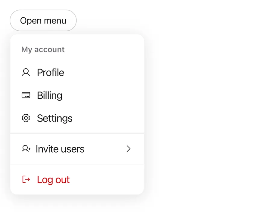 Dropdown Menu (open by default) on iOS in light mode