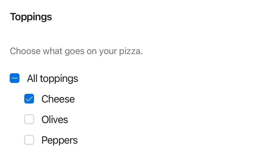 Field (checkbox group) on iOS in light mode