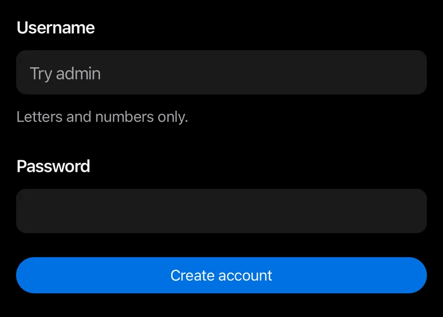 Field (form) on iOS in dark mode