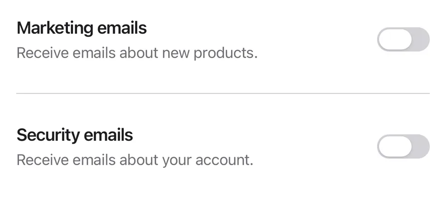 Field (horizontal) on iOS in light mode