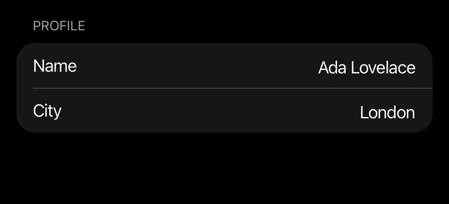 Field (inset) on iOS in dark mode