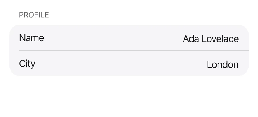 Field (inset) on iOS in light mode
