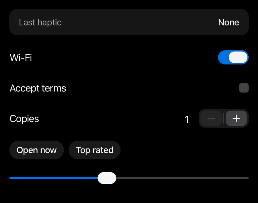 Haptics (disabled) on iOS in dark mode