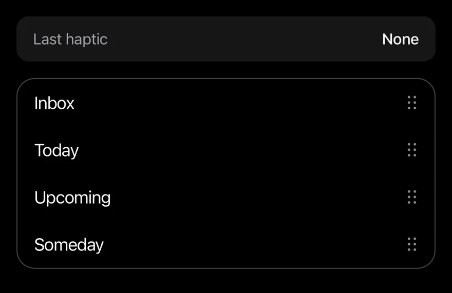 Haptics (reorder) on iOS in dark mode