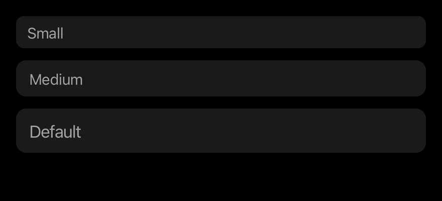 Input (sizes) on iOS in dark mode
