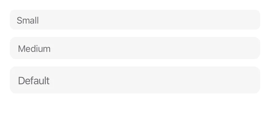 Input (sizes) on iOS in light mode