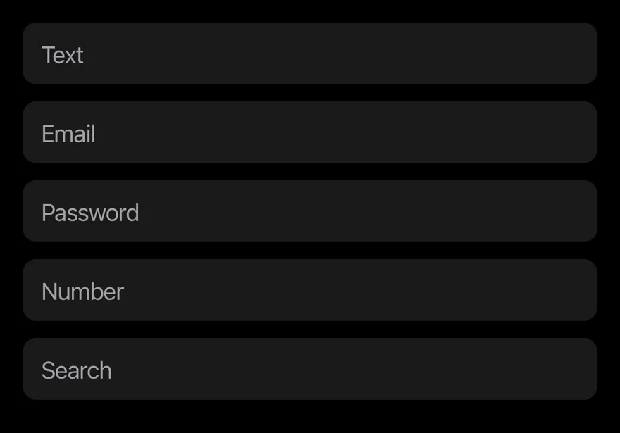 Input (types) on iOS in dark mode