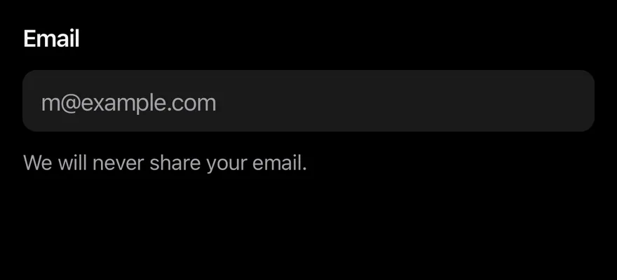 Input (with label) on iOS in dark mode