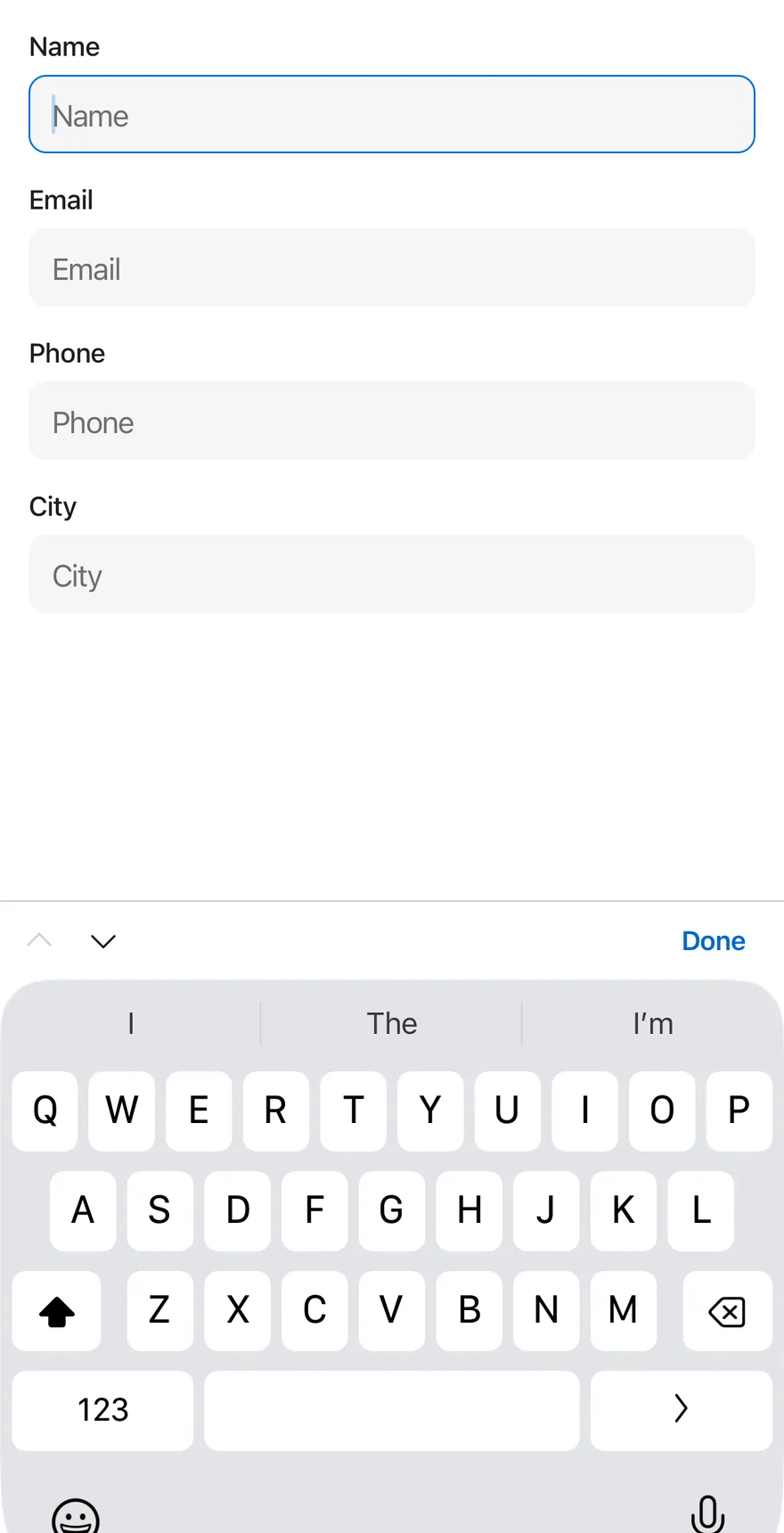 Input Accessory Bar (focused) on iOS in light mode