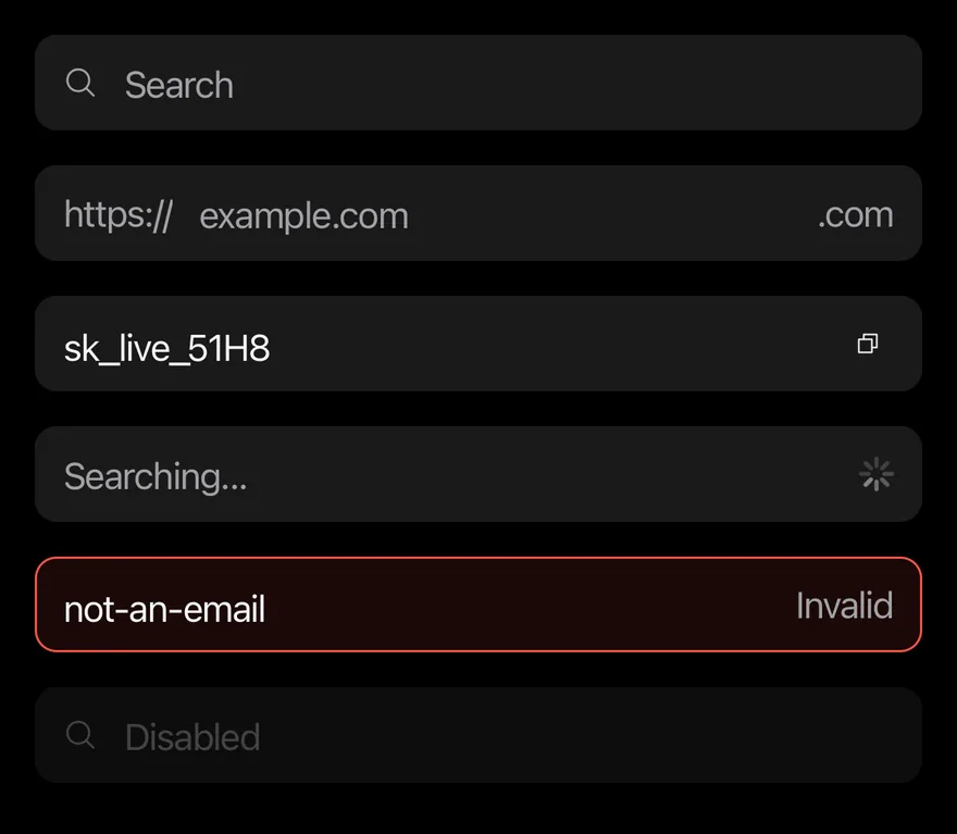 Input Group on iOS in dark mode
