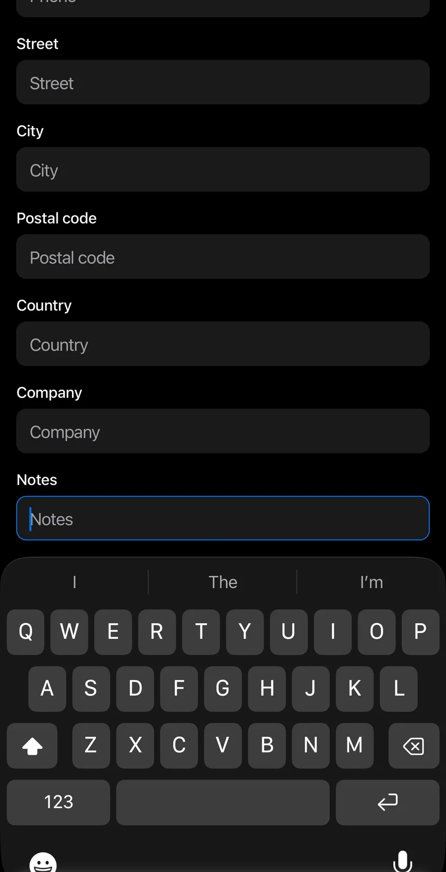 Keyboard Scroll View (focused) on iOS in dark mode