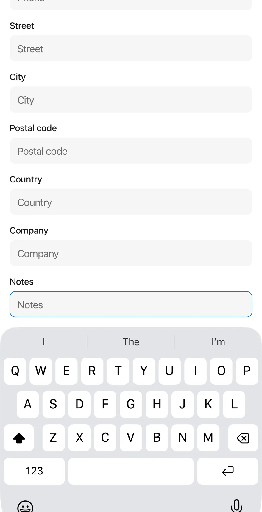 Keyboard Scroll View (focused) on iOS in light mode