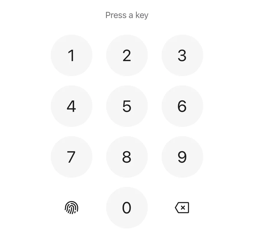 Keypad (biometric) on iOS in light mode
