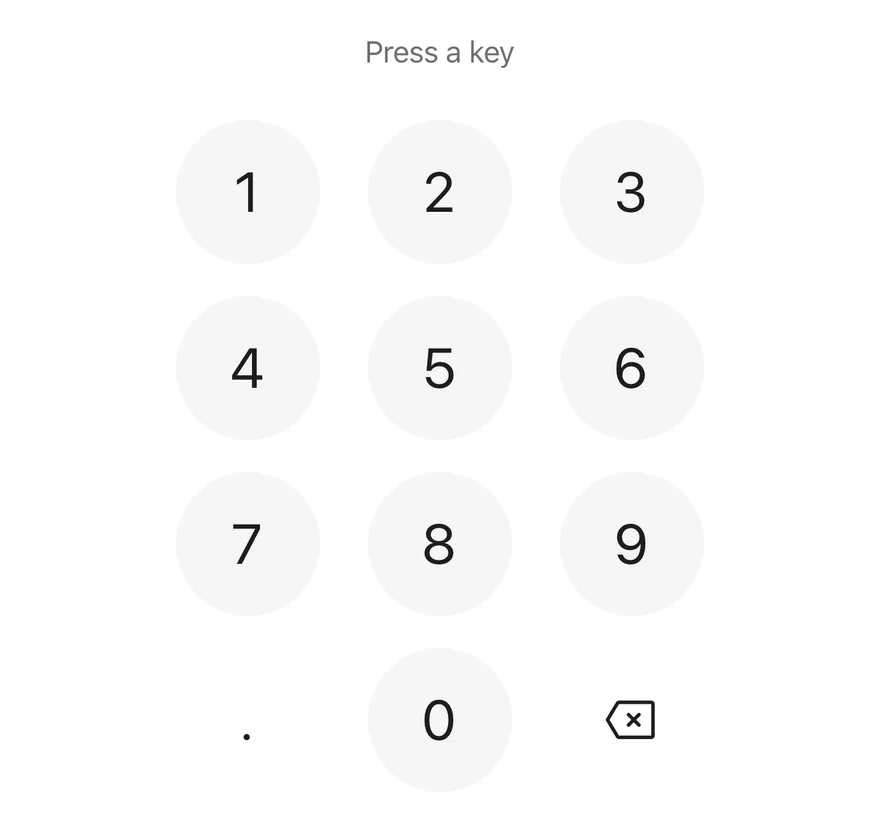Keypad (decimal) on iOS in light mode
