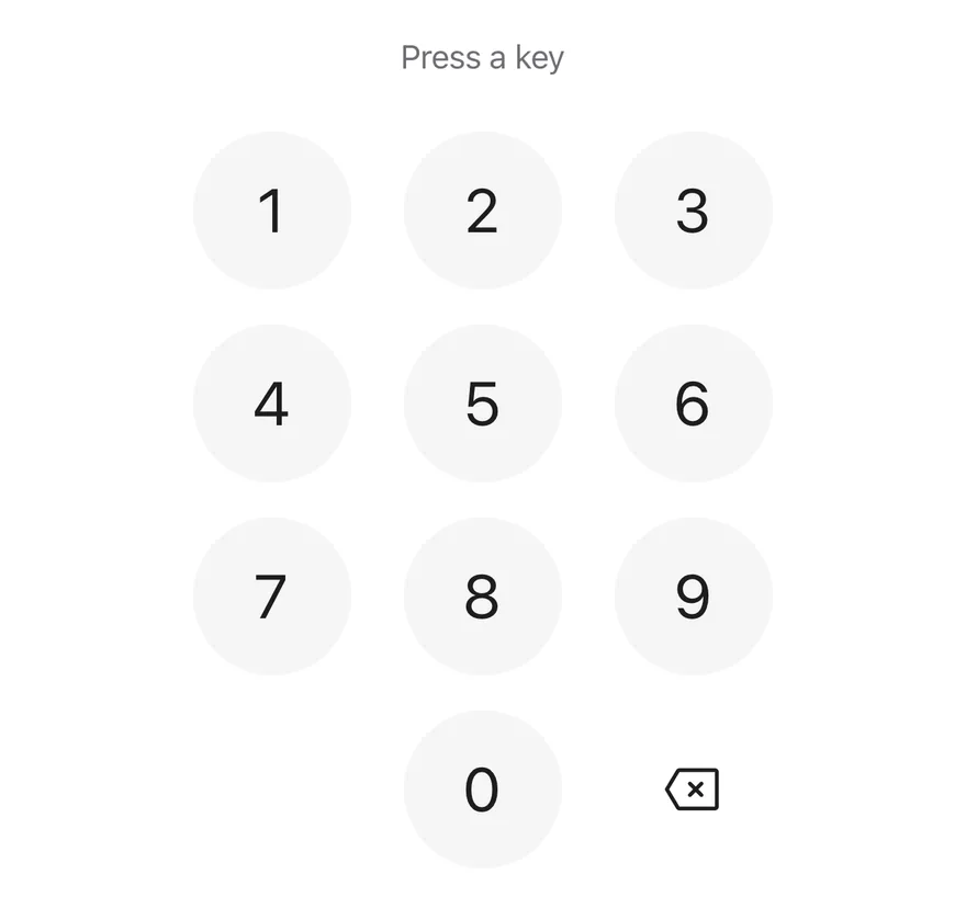 Keypad on iOS in light mode