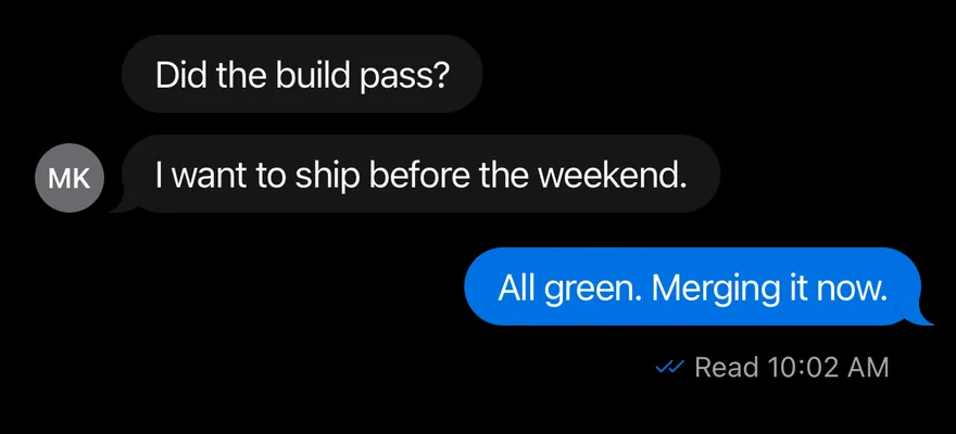 Message (conversation) on iOS in dark mode