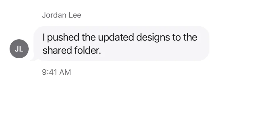 Message (with header and footer) on iOS in light mode