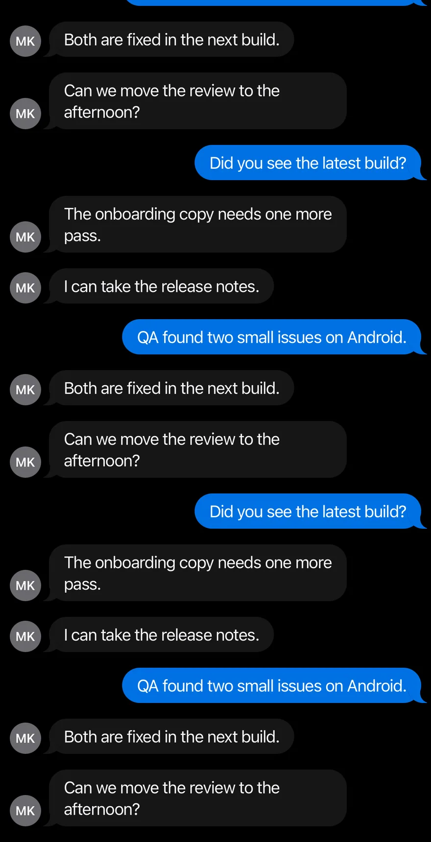Message Scroller (load older) on iOS in dark mode