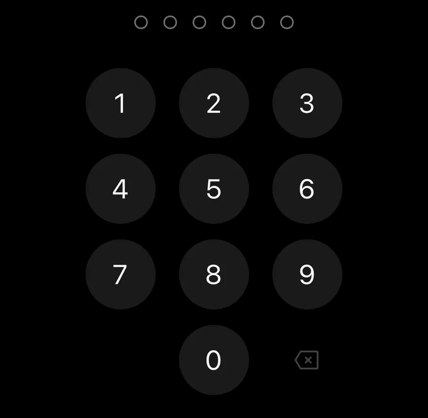 Pin Pad on iOS in dark mode