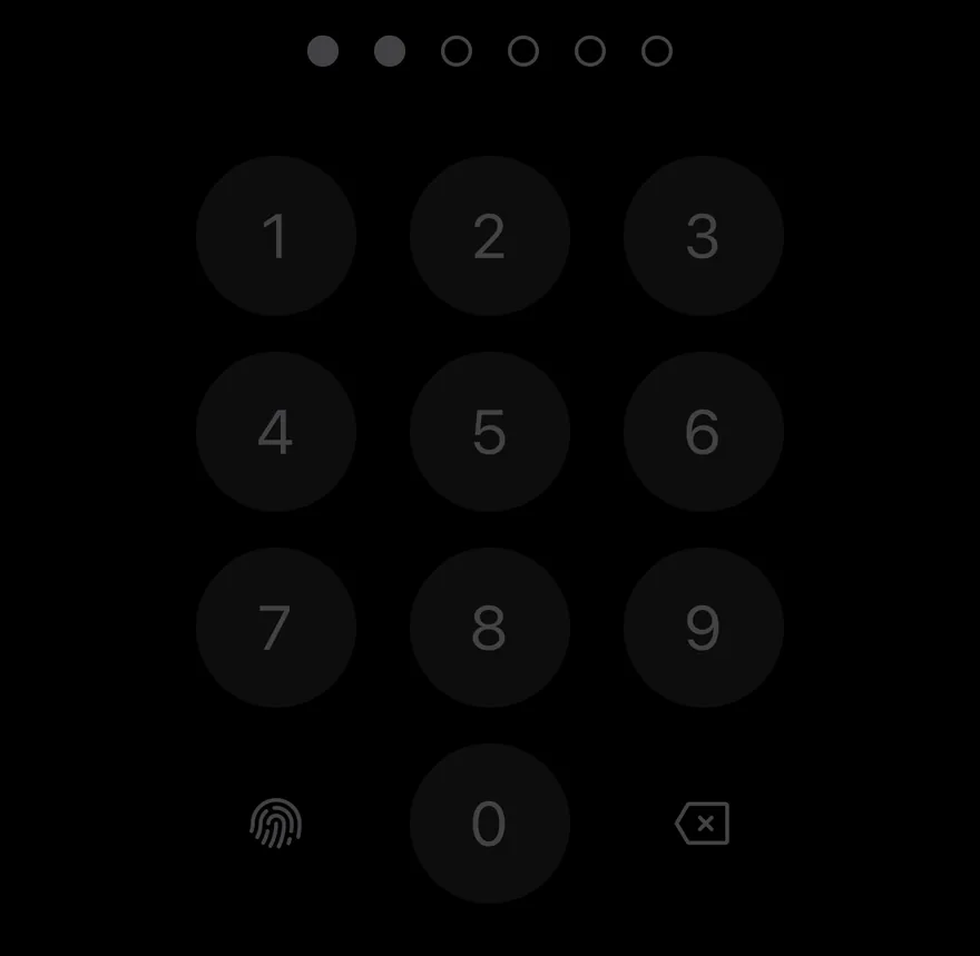 Pin Pad (disabled) on iOS in dark mode
