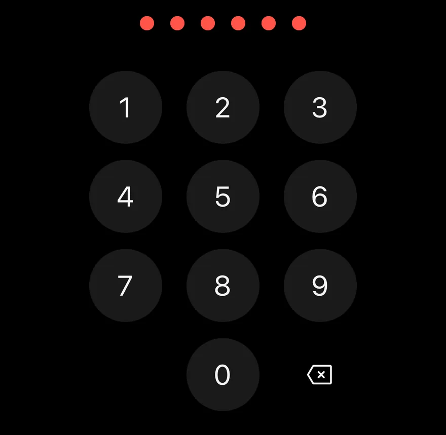 Pin Pad (error state) on iOS in dark mode