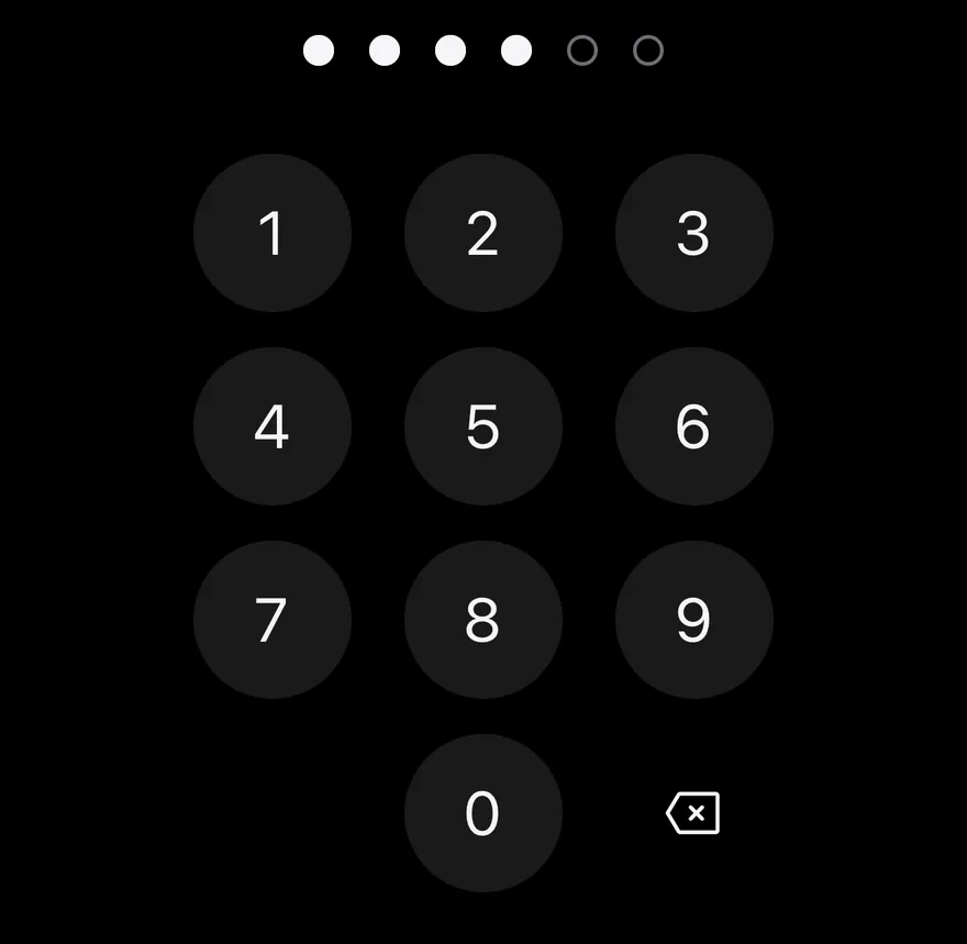 Pin Pad (filled) on iOS in dark mode