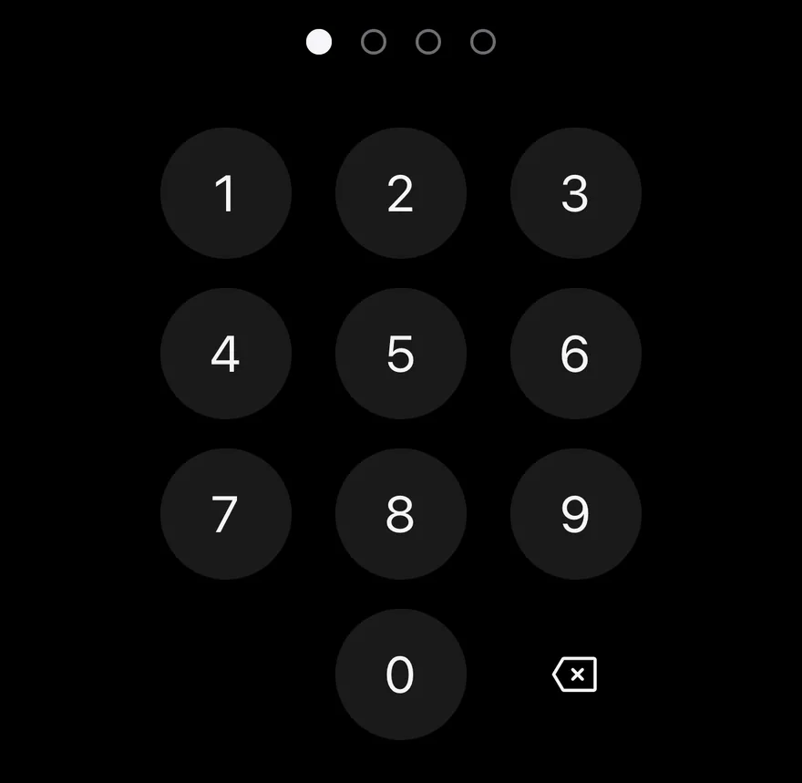 Pin Pad (four digits) on iOS in dark mode
