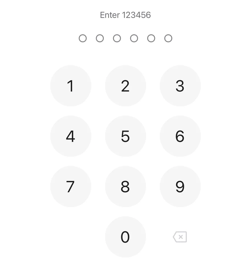 Pin Pad (verify) on iOS in light mode