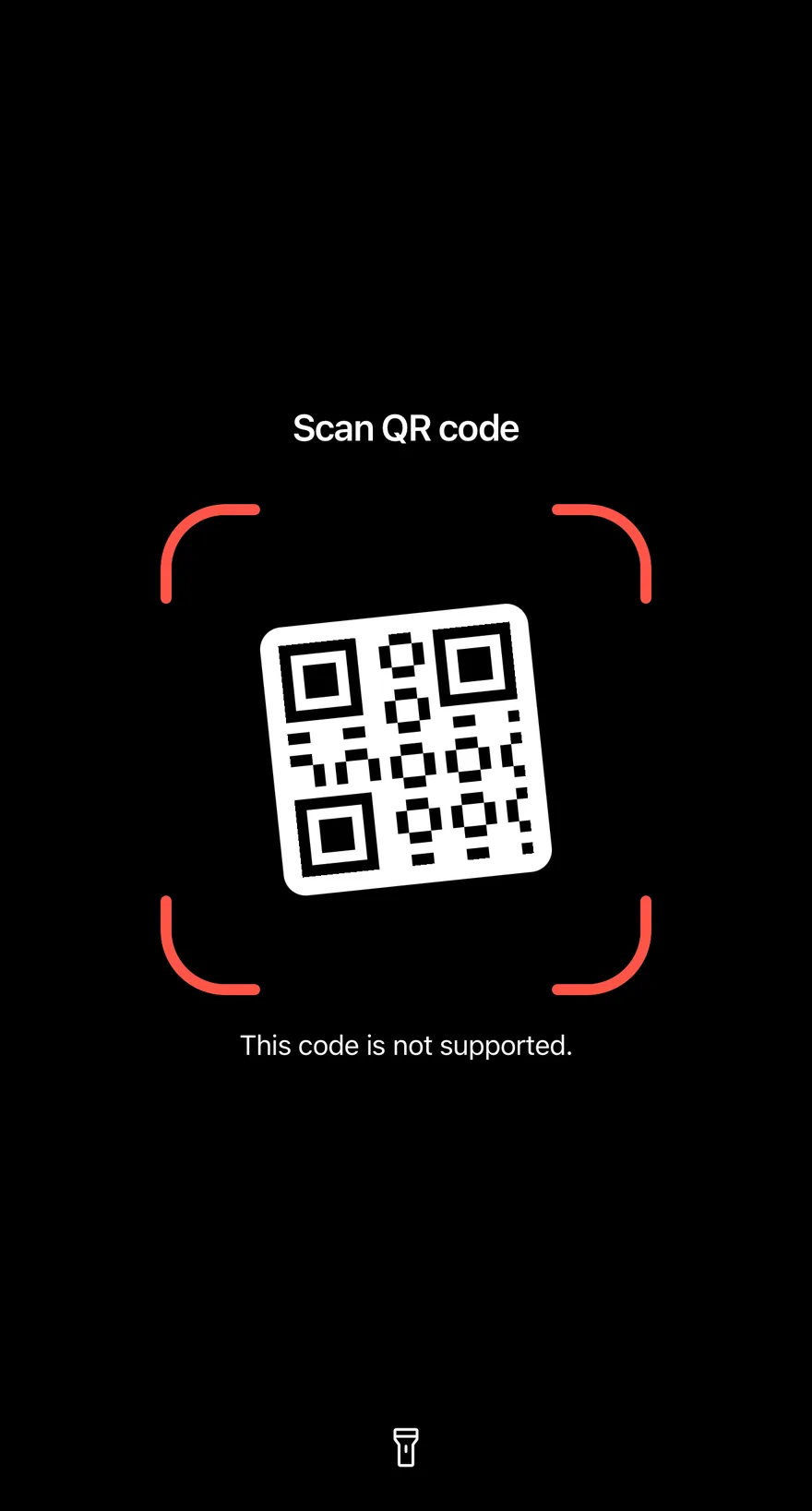 Qr Scanner (error state) on iOS in dark mode