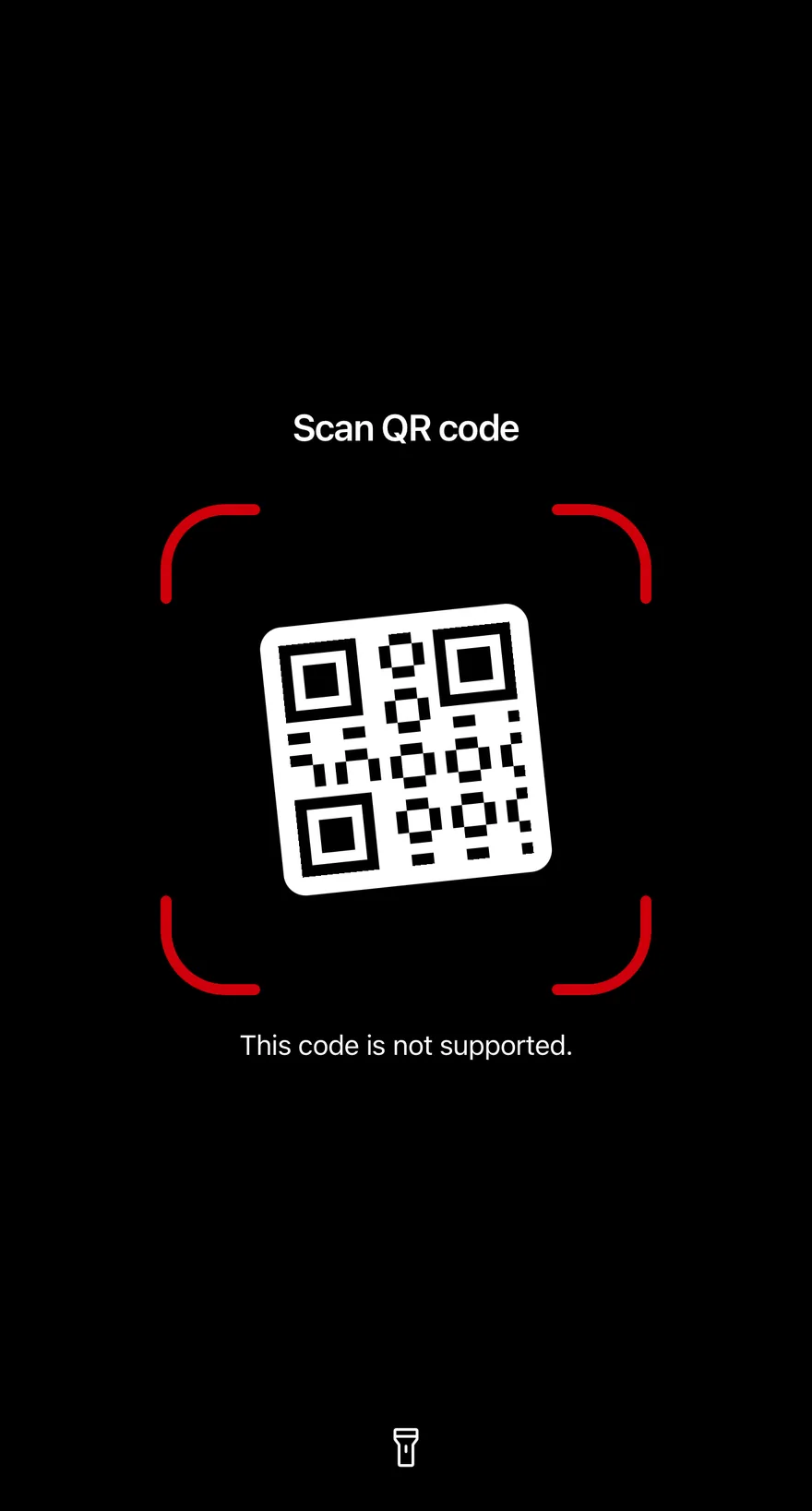 Qr Scanner (error state) on iOS in light mode