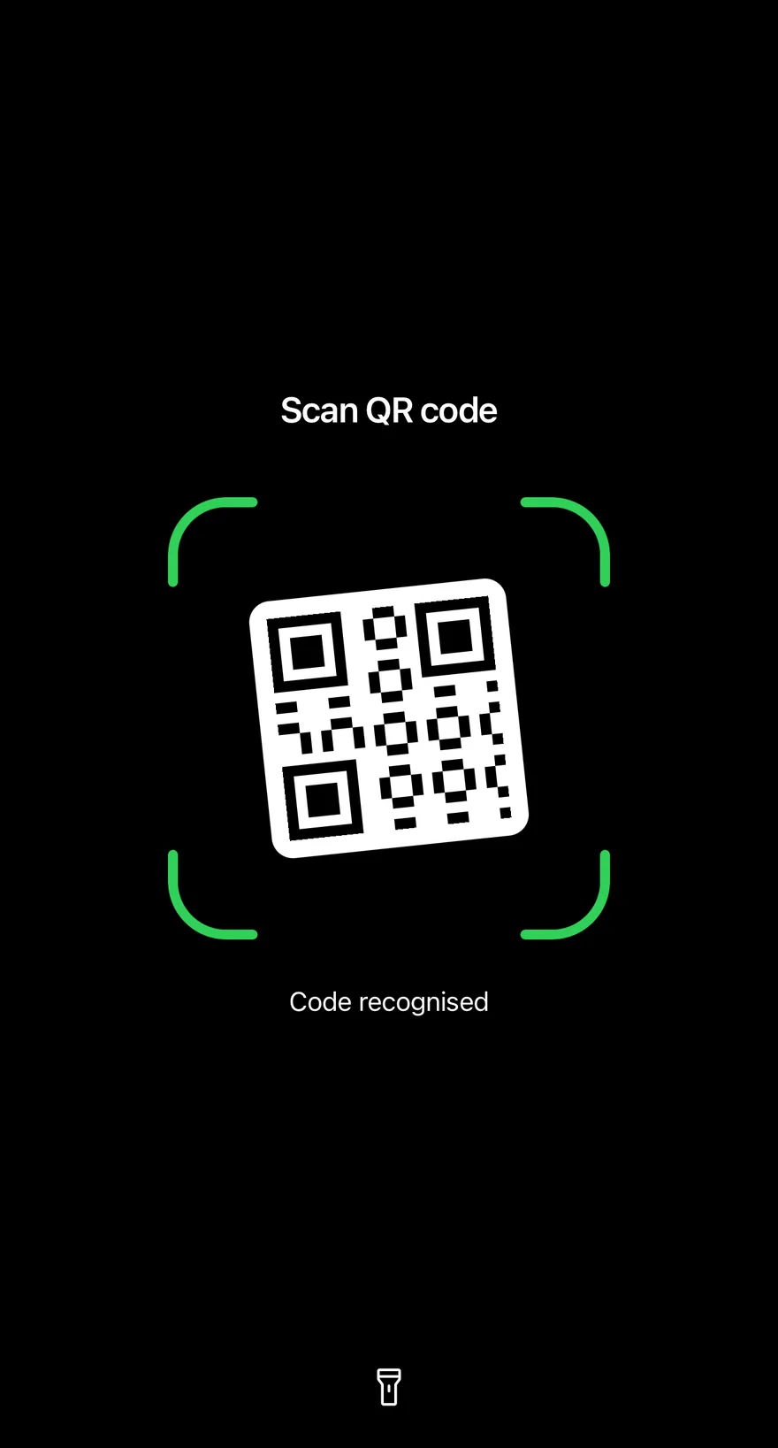 Qr Scanner (success) on iOS in dark mode