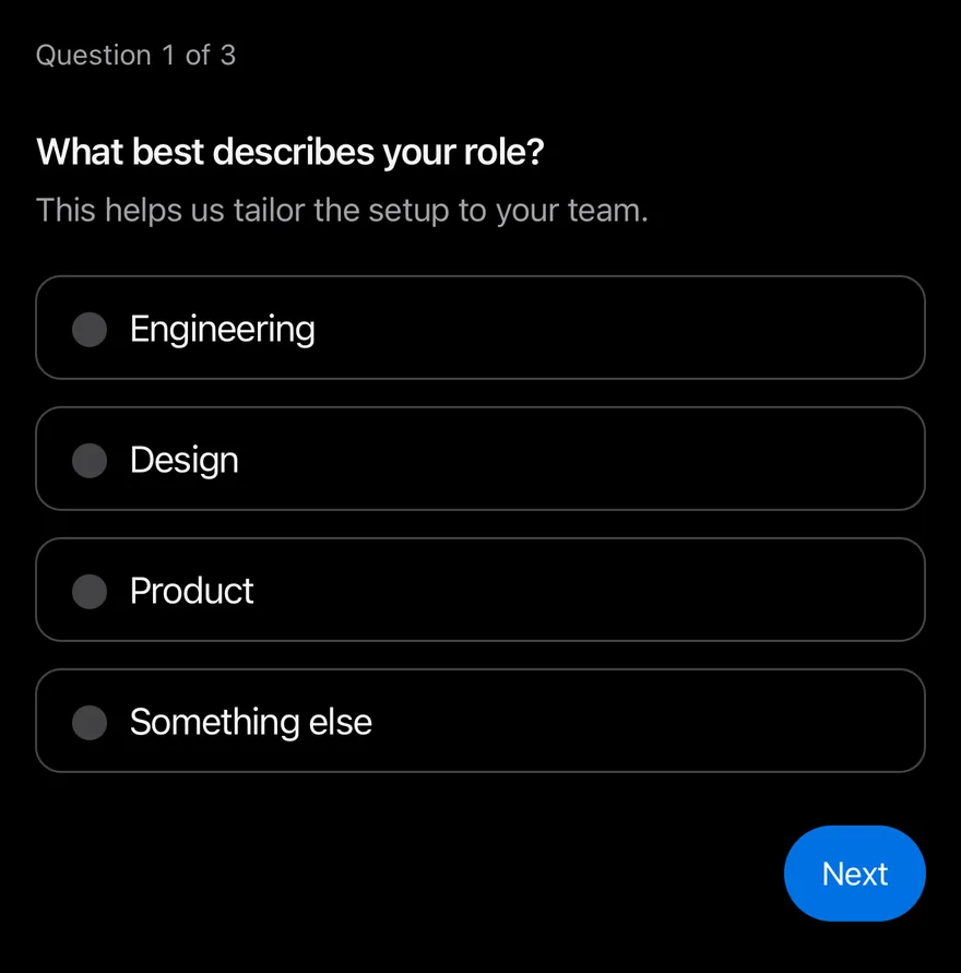 Questionnaire on iOS in dark mode
