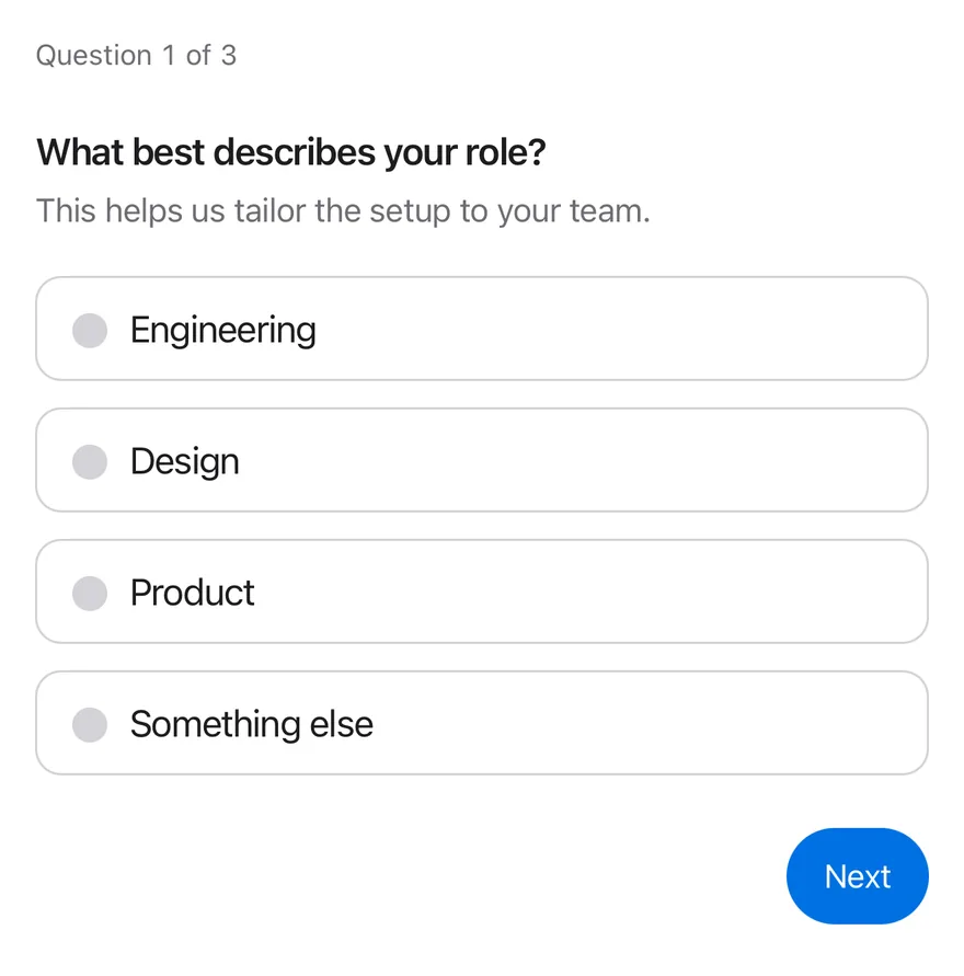 Questionnaire on iOS in light mode