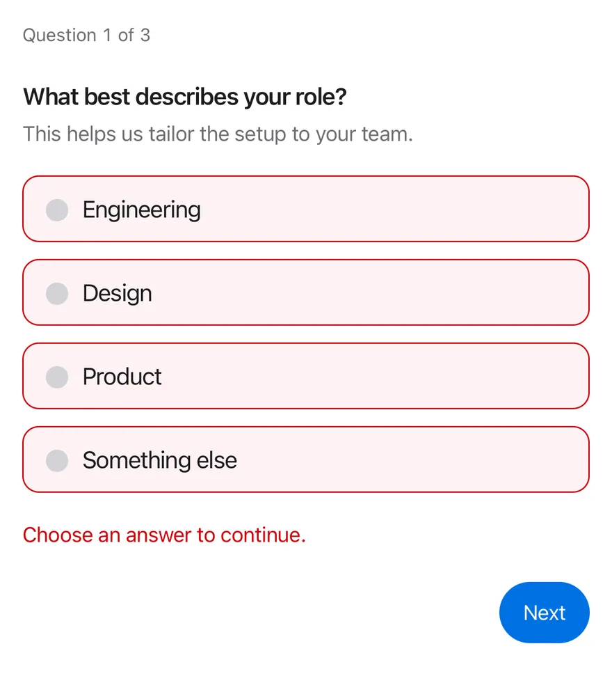 Questionnaire (invalid) on iOS in light mode