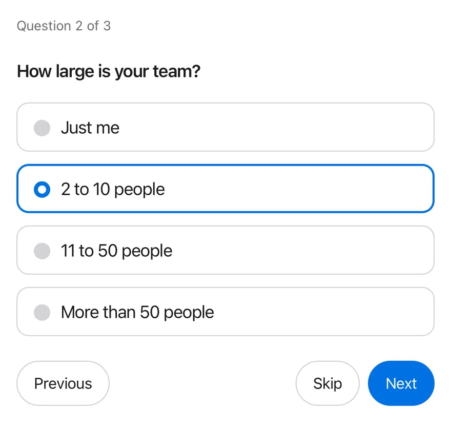 Questionnaire (mid flow) on iOS in light mode