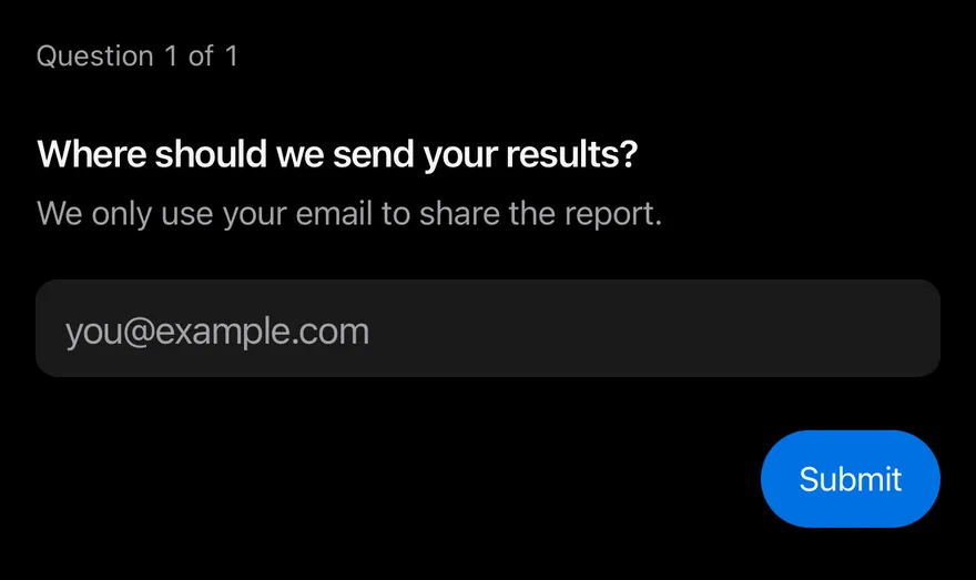 Questionnaire (text input) on iOS in dark mode