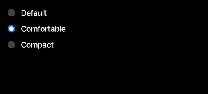 Radio Group on iOS in dark mode