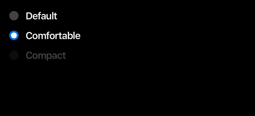 Radio Group (disabled item) on iOS in dark mode