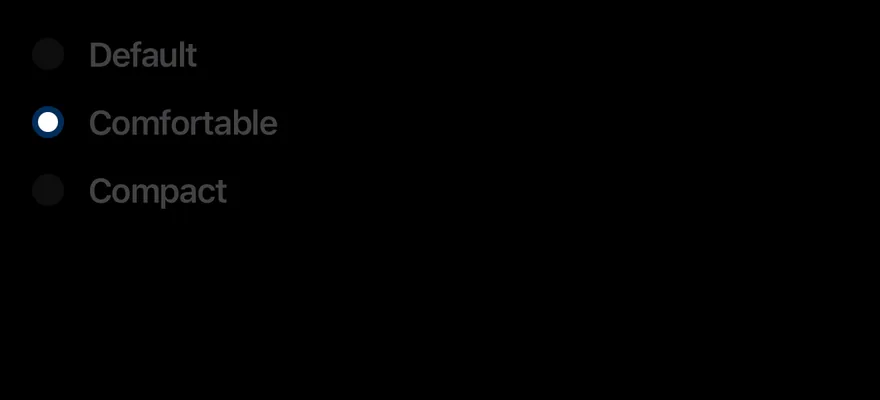 Radio Group (disabled) on iOS in dark mode