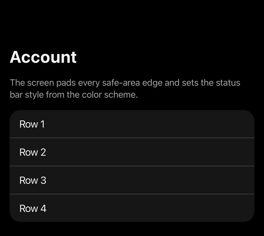 Screen on iOS in dark mode
