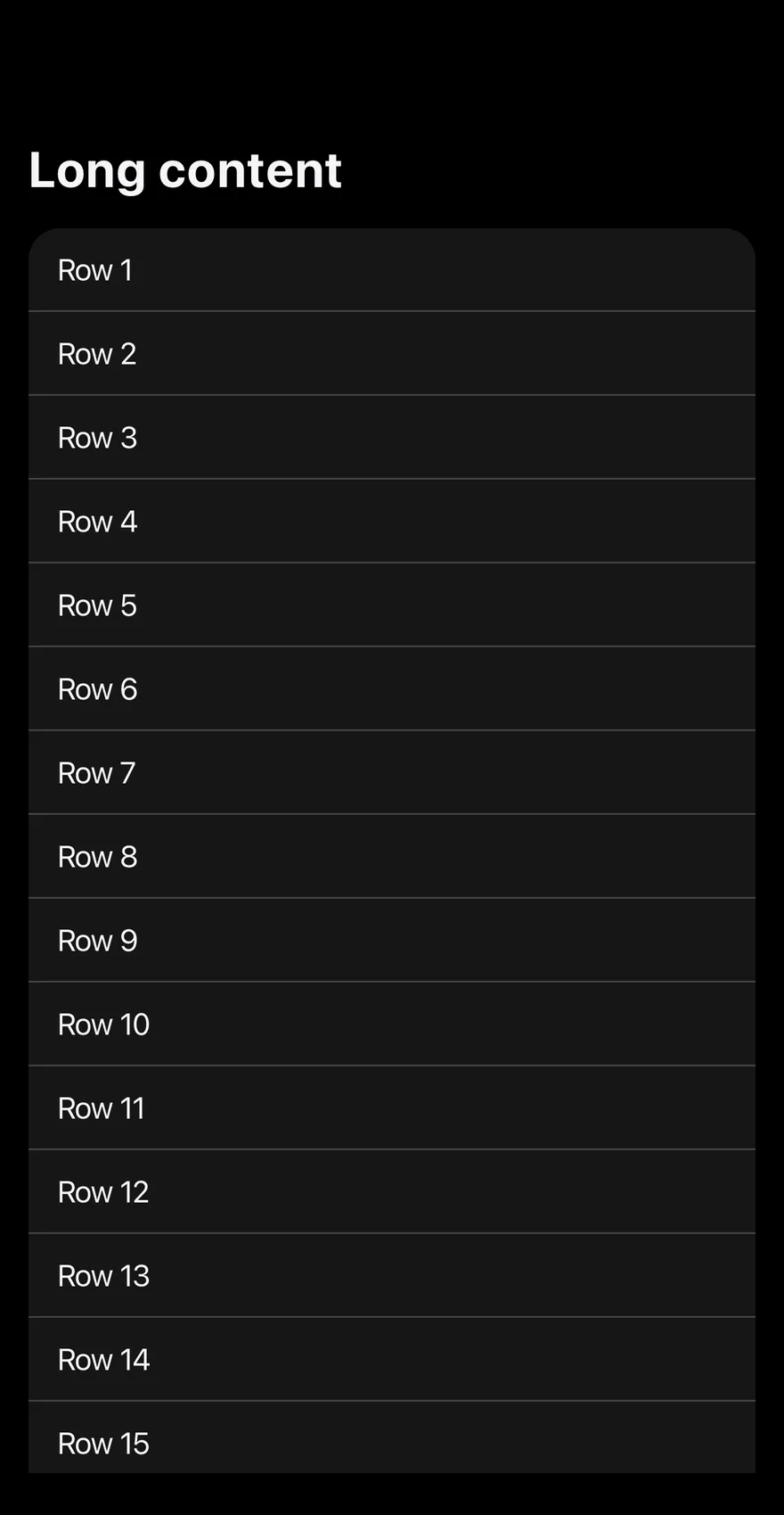 Screen (scrollable) on iOS in dark mode