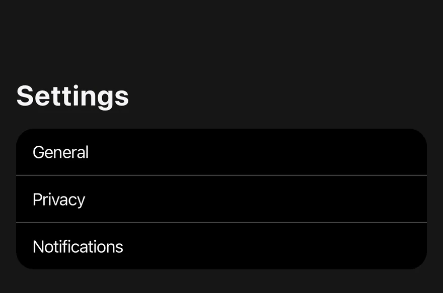 Screen (secondary) on iOS in dark mode