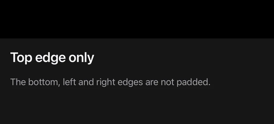 Screen (top edge only) on iOS in dark mode